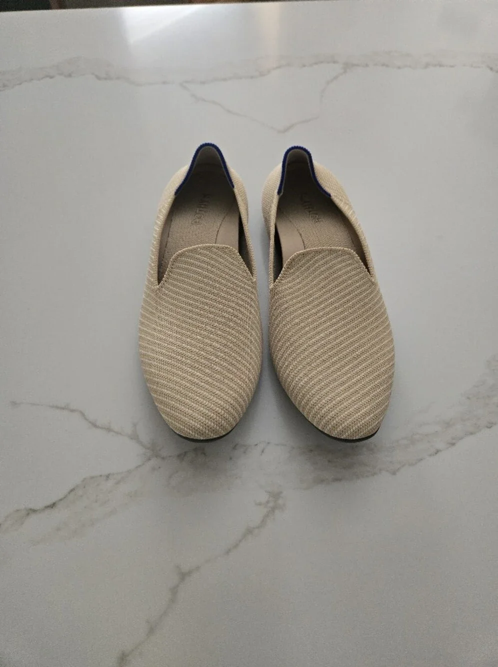 Rothy's Beige Knit Almond Loafers